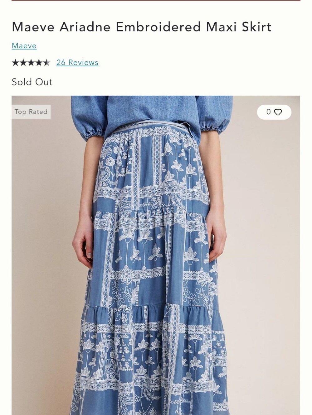 Maeve Ariadne Embroidered Maxi Skirt